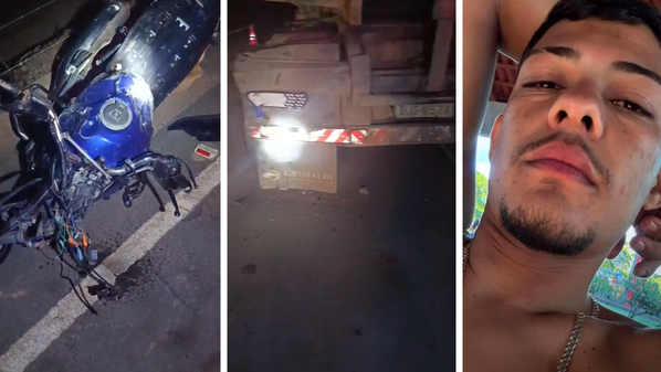 Jovem morre ao bater moto na traseira de caminhão parado na pista em Rio Bananal. Crédito: Montagem Rede Notícia
